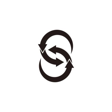 harf bağlı döndürme okları geometrik logo vektörü 