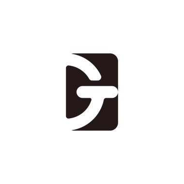 letter gt negative space simple geometric logo vector 
