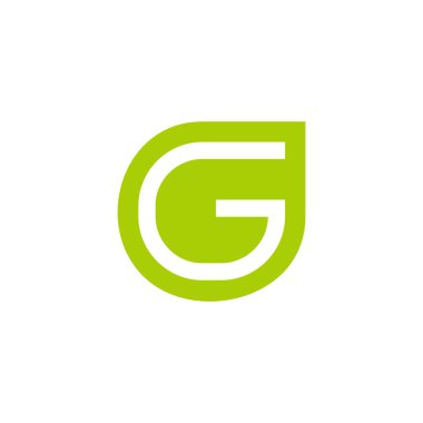 letter g green leaf outline logo vector 