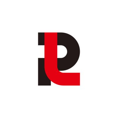 letter pl linked simple colorful geometric logo vector 