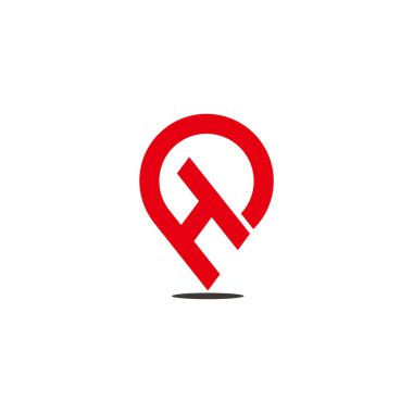 letter h d pin location red logo vector 