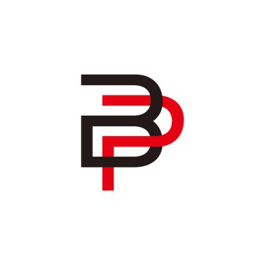 letter bp linked colorful line logo vector 