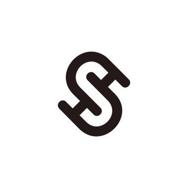 letter sh linked geometric infinity line logo vector 