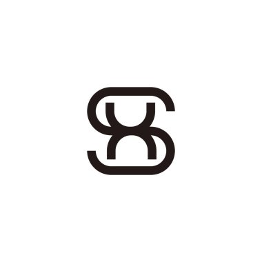 sh harfi basit geometrik eğri çizgi logo vektörü 