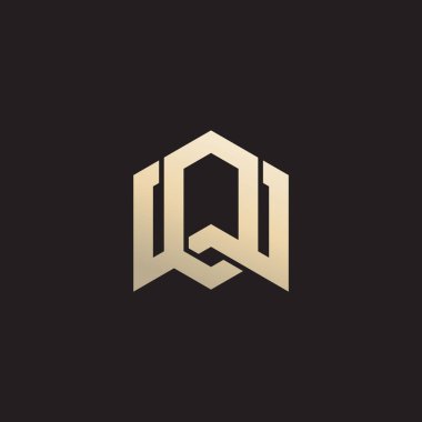 Wo harfi üst üste binen çizgi geometrik logo vektörü 