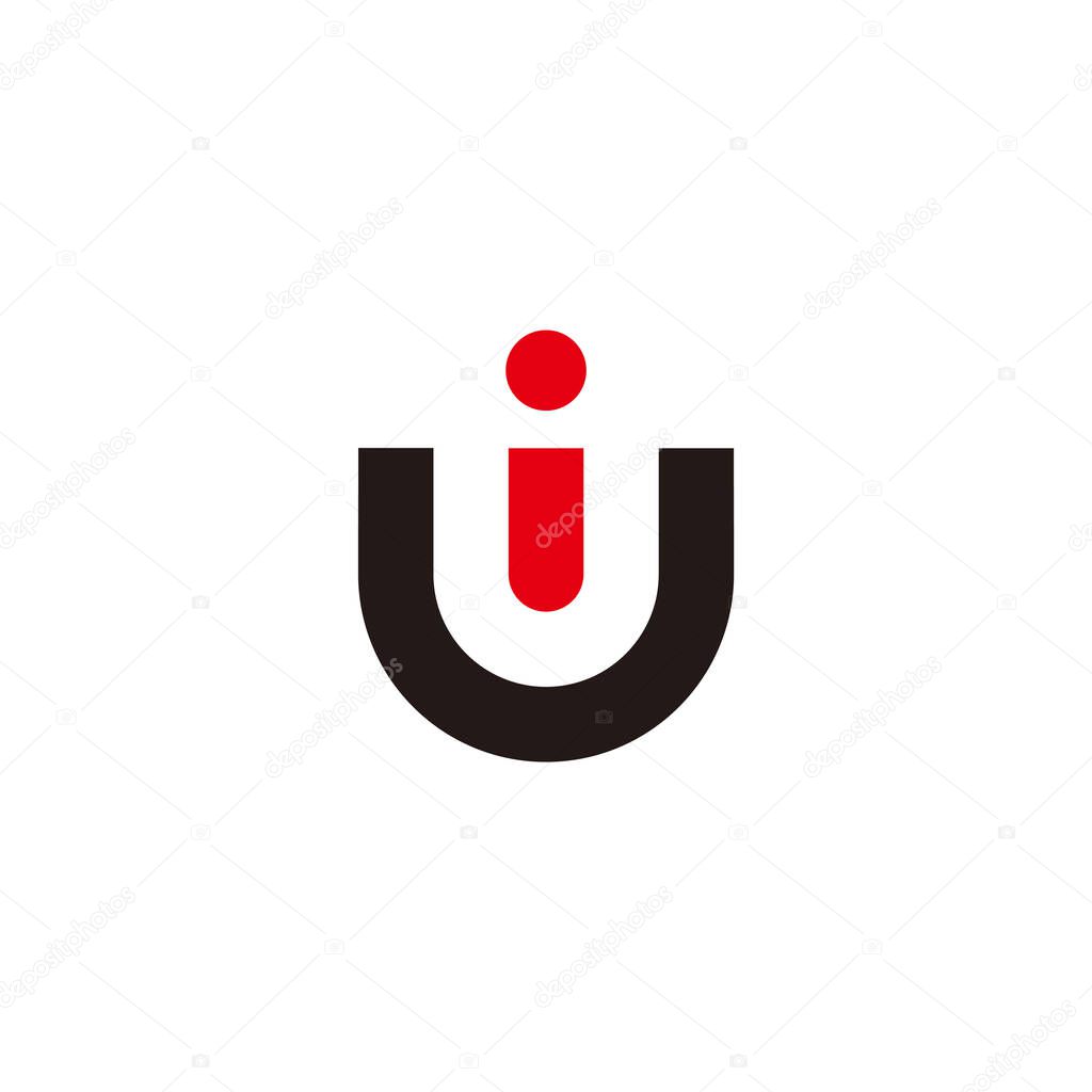 Letter iu ui simple geometric cute logo vector