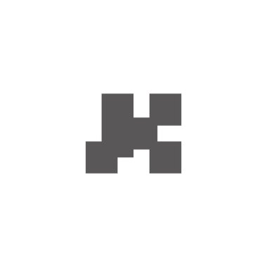 K harfi piksel geometrik logo vektörü 