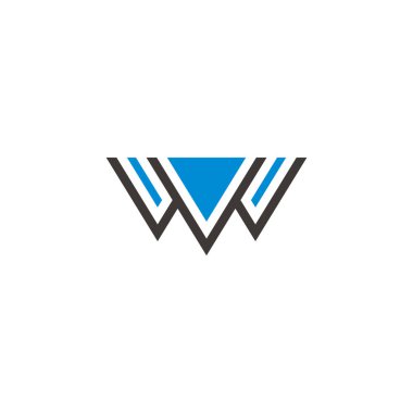 w v su tasarımı harfi geometrik mavi logo vektörü  