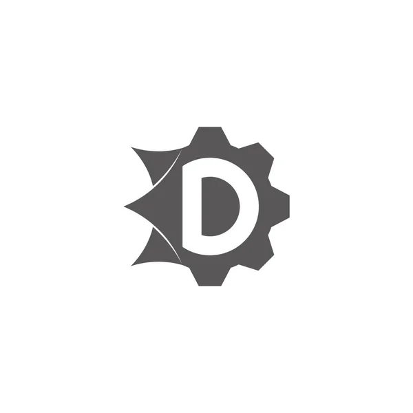字母D齿轮机符号几何标识向量 — 图库矢量图片