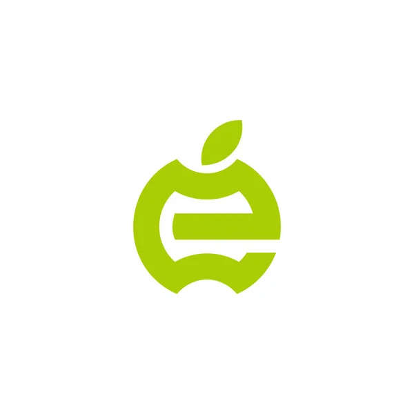 Letra Eco Manzana Fruta Logo Vector — Vector de stock