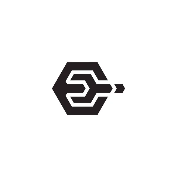 Brief Schraubenschlüssel Sechskant Geometrisches Logo Vektor — Stockvektor