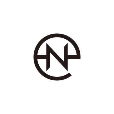 ne harfi daire geometrik logo vektörü 