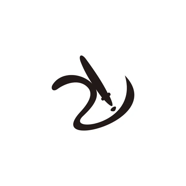 Negro Tinta Curvas Movimiento Logo Vector — Vector de stock