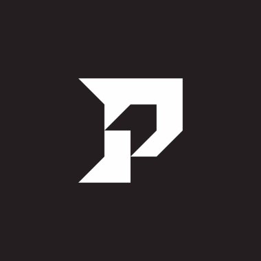p harfi etiket oku basit geometrik logo vektörü 
