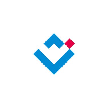 V harfi ok geometrik noktalar hareket logo vektörü 