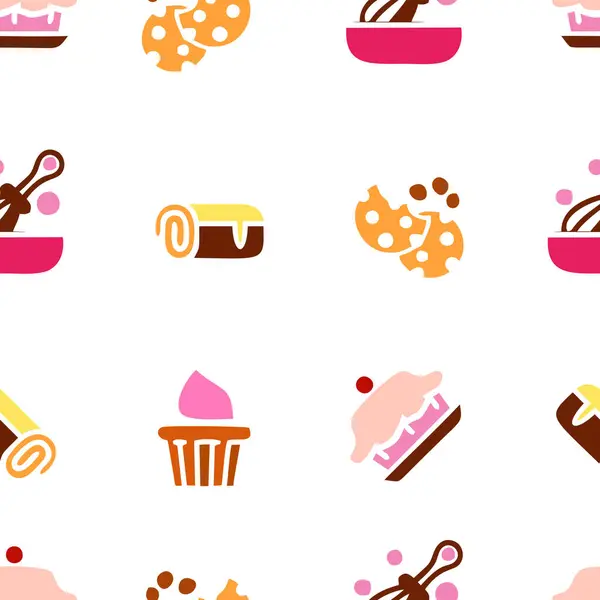 Gâteaux Crème Glacée Doux Vecteur Motif Sans Couture Coloré — Image vectorielle