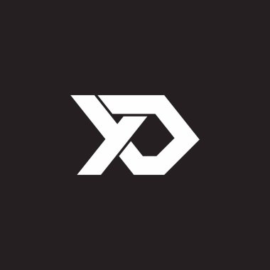 xd harfi üst üste 3d düz logo vektörü 