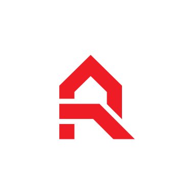 harf r kırmızı ev bodrum logo vektörü 