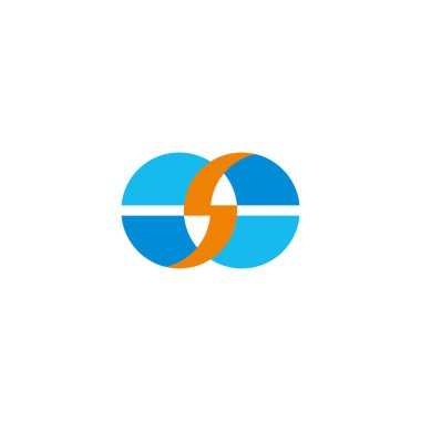 S harfi gök gürültüsü küresel sembolü basit geometrik logo vektörü 