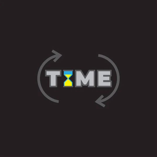 Texte Temps Processus Rond Flèches Icône Vecteur — Image vectorielle