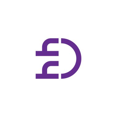 Hd harfi basit döngü geometrik gülümseme logo vektörü 