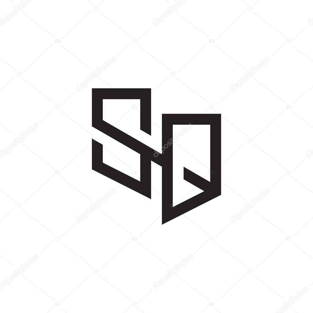 Letter sq abstract simple geometric line logo vector