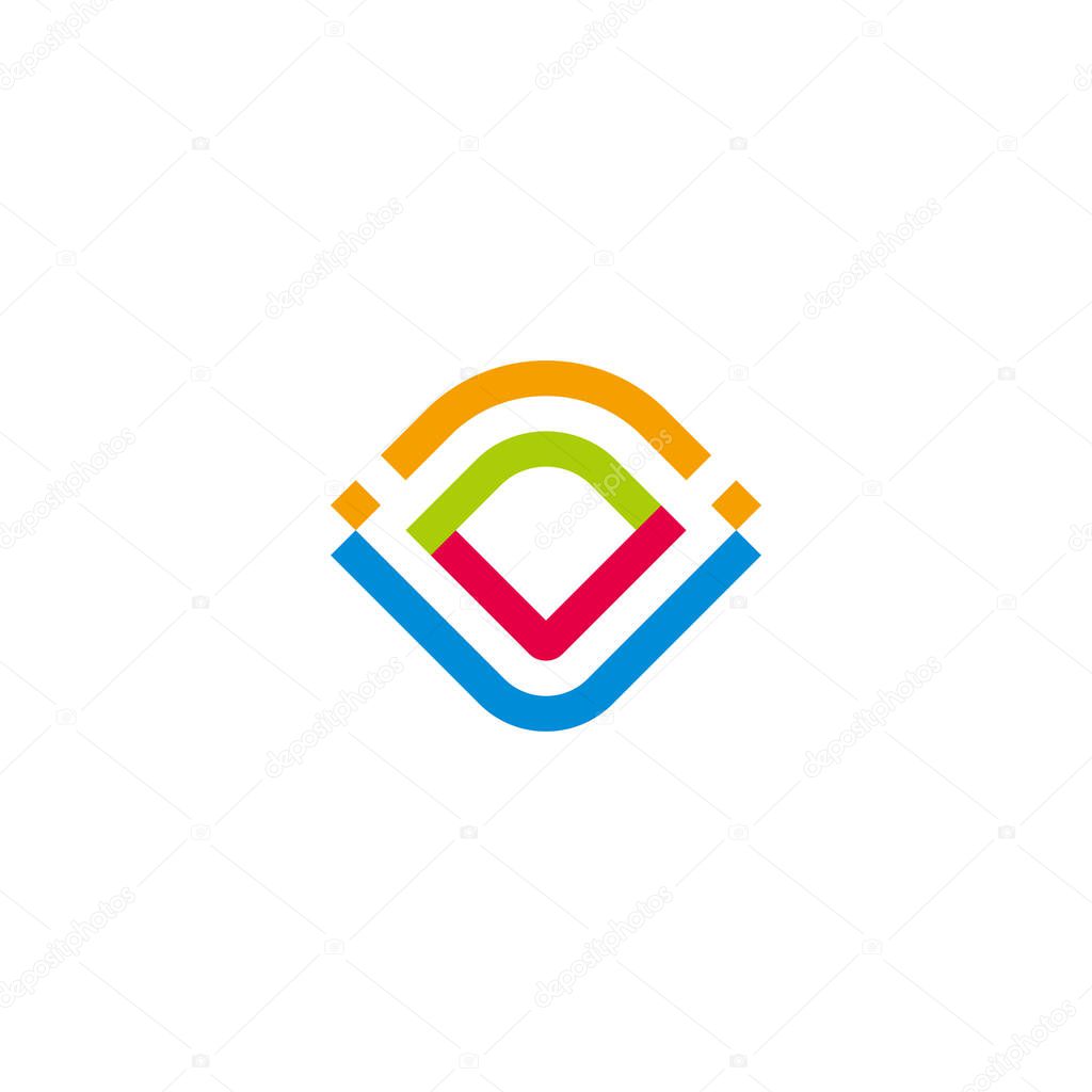 Letter iv colorful lines simple geometric logo vector
