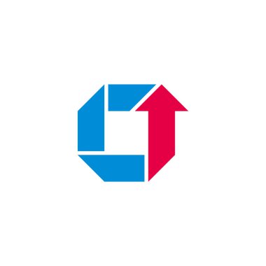 Basit geometrik logo vektörünü yukarı doğru C harfi oku 