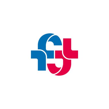 letter ft linked ambigram curves colorful logo vector 