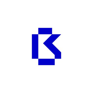 harf bk piksel çizgisi basit geometrik logo vektörü 
