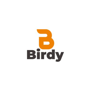 B harfi kuş kanadı soyut şirin logo vektörü 