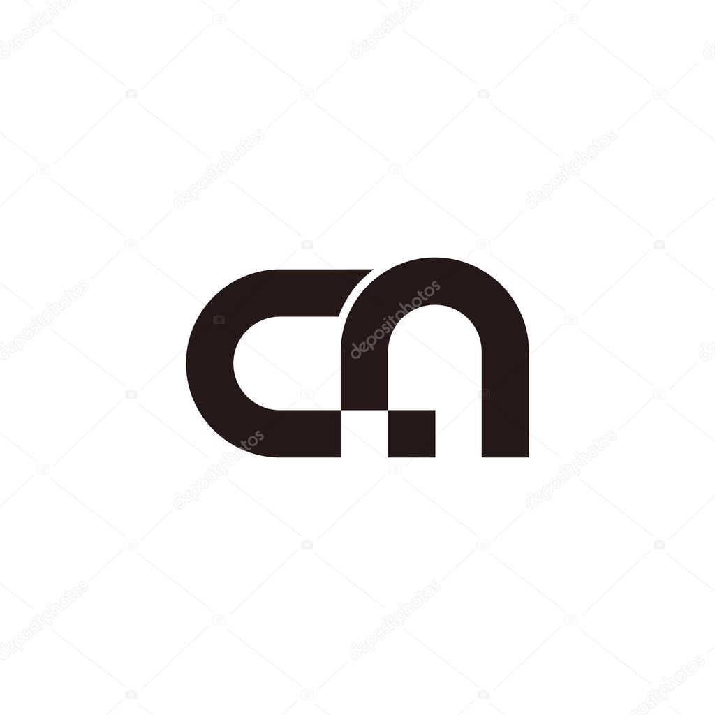 Letter cn dot pixel geometric line logo vector
