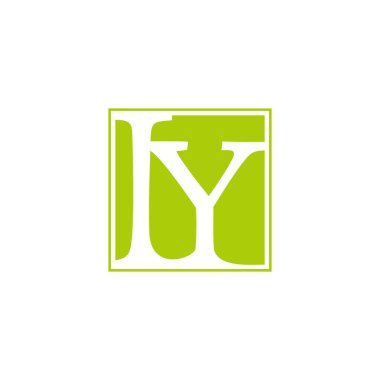 yi harfi negatif uzay kare basit logo vektörü 