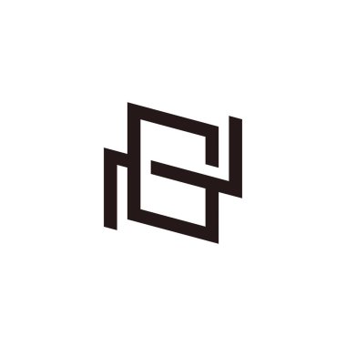 ng harfi bağlı geometrik örtüşen basit çizgi logo vektörü 