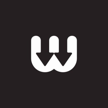 w harfi aşağı ok noktası logo vektörü 