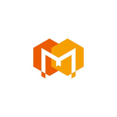 m bal tarağı harfi basit renkli logo vektörü 