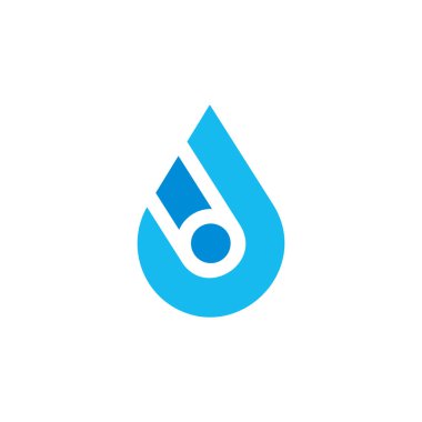 J harfi mavi damla su basit logo vektörü