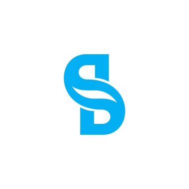 Sd harfi mavi su logo vektörünü eğriliyor 