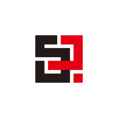 harf sj renkli kare soyut geometrik logo vektörü 