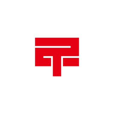 2t harfi çizgili kırmızı logo vektörü 