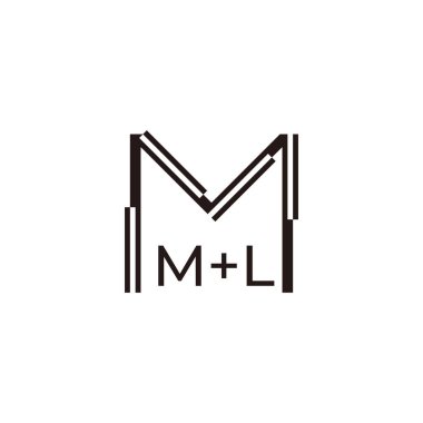 ml harfi basit piksel geometrik hareket soyut logo vektörü 