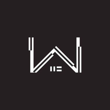 w harfi ev çatısı pikselleri basit geometrik logo vektörü 
