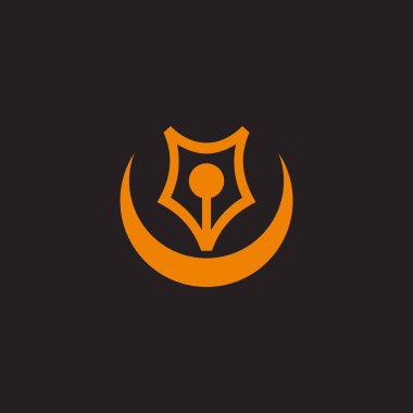 Ay kalemi eğitim okulu İslami logo vektörü 