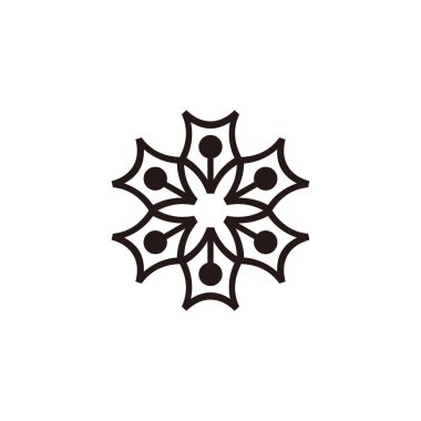 Girdaplı kalem yazarı çiçeği basit eğriler logo vektörü 