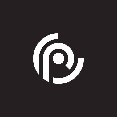 harf cr daire nokta geometrik çizgili logo vektörü