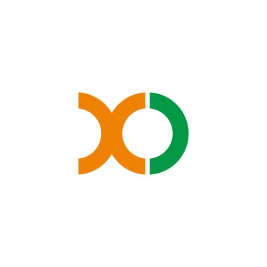 harf xo renkli yuvarlak geometrik logo vektörü 