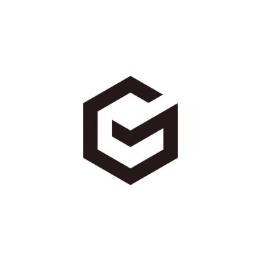 harf mg küp altıgen basit geometrik çizgi logo vektörü 