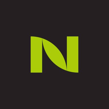 n doğa yaprağı yeşil harfi basit geometrik logo vektörü 