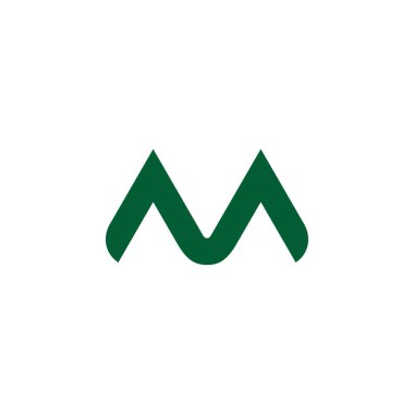 m üçgeni yeşil dağ basit logo vektörü 