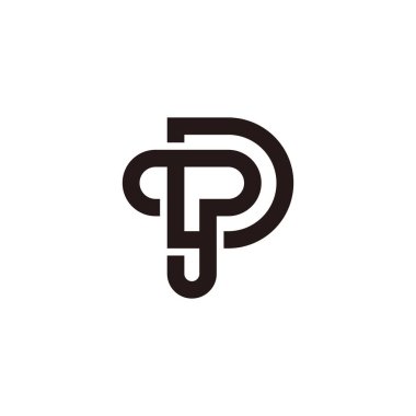 Basit logo vektörünü üst üste bağlayan td harfi 